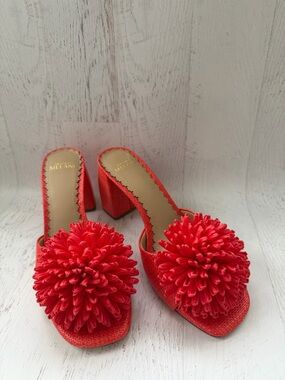 ANTONIO MELANI Glora Coral Raffia Flower Block Heel Sandals Size 8.5M Never worn